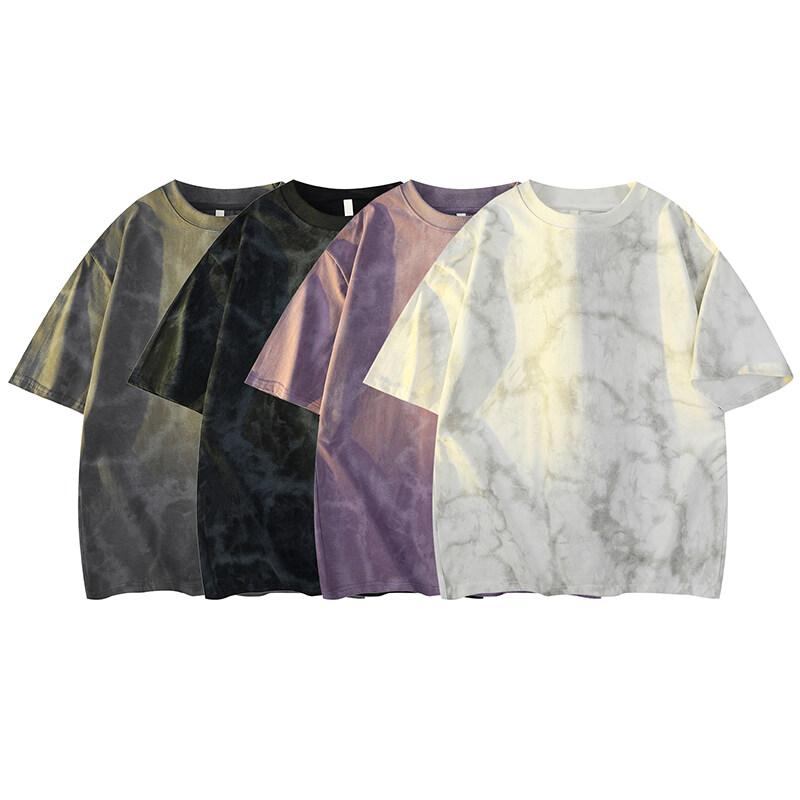 Pánská letní trička s kulatým výstřihem Pánská ležérní trička s krátkým rukávem Pánská trička s gradientním tie-dye ležérním stylem Módní topy v anglickém stylu