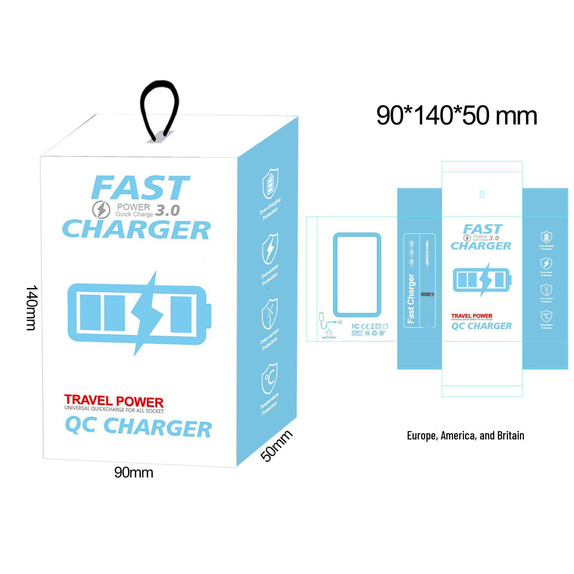 

18W Fast Charging USB Charger - Single Port, 5V/3A, US/EU/UK Specs.