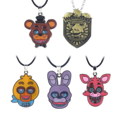 Anime Game FNAF Freddy Necklace Foxy Bonnie Animal Doll Figures Pendant Necklace Jewelry Accessories Kids Gift