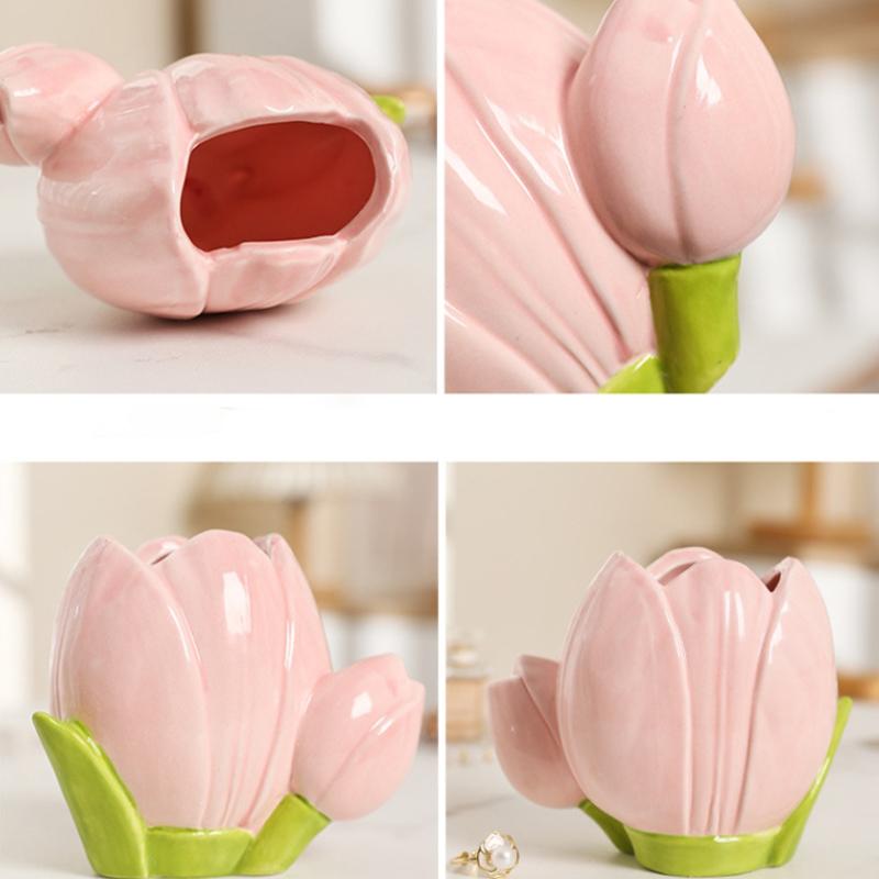 Ceramic Tulip Flower Vase Desktop Decoration Cute Flower Vase Arrangement forried Flower Living Room Decor Home Table Decor Gift