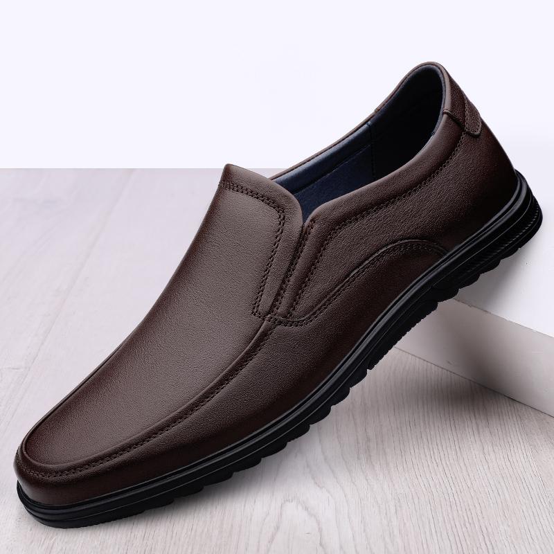 Autumn Winter Men's Casual Shoes Genuine Leather Slip On Loafers Male Waterproof Comfortable Platform Driving Shoes For Men