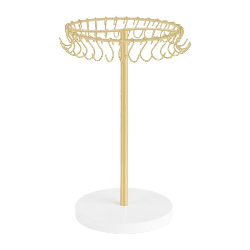 Sturdy Alloy and Wood Hair Jewelry Organizers Featuring 30 Hooks Easy Assembly Multifunctional Display Rack 1 1570₽