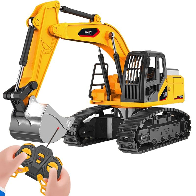 Children Alloy Remote Control Excavator Toys Simulation Electric Excavator Engineering Vehicle With Light Rc Cars Model For Kids