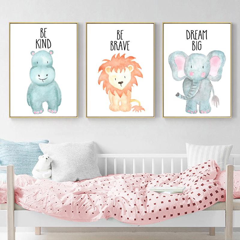 

Child Poster Baby Nursery Wall Art Canvas Print Cartoon Animal Zebra Lion Monkey Painting Nordic Kids Bedroom Decoration Picture