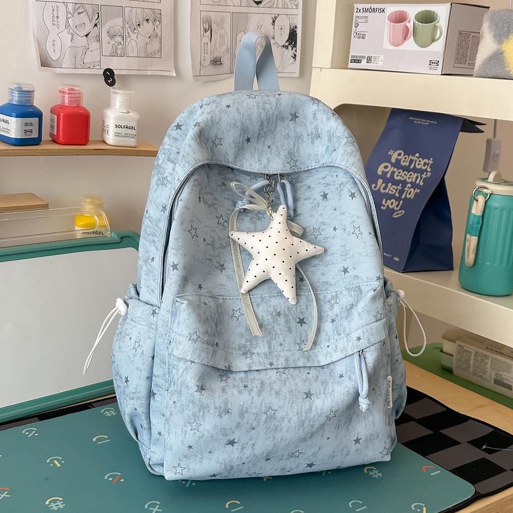 Schoolbag star schoolbag women's new large capacity cute high school student lightweight ins backpack simple student backpack