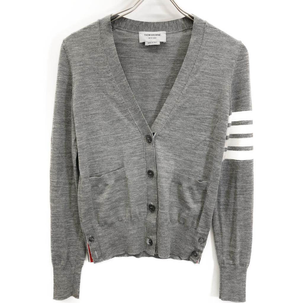 THOM BROWNE FKP053A-Y1014 Wool 4-Bar Relaxed Fit Polo Shirt tops 36 grayUsed