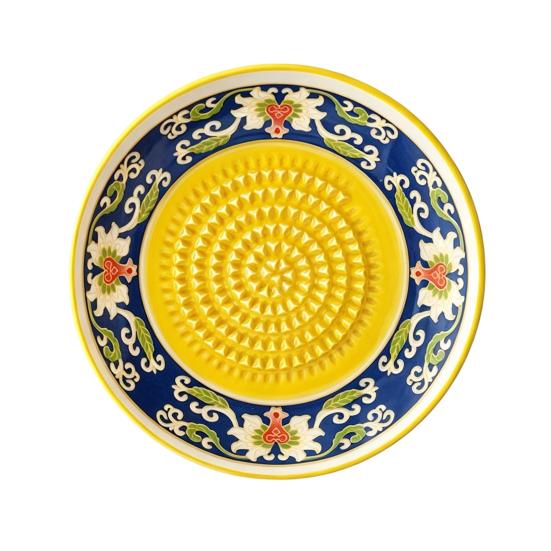 Ceramic Garlic Grinder Plate Bowl, Manual Ginger Fruit Zester Grater Dish, All-in-One Prep Mixing Serving Tray, Modern Minimalist Kitchen Tool