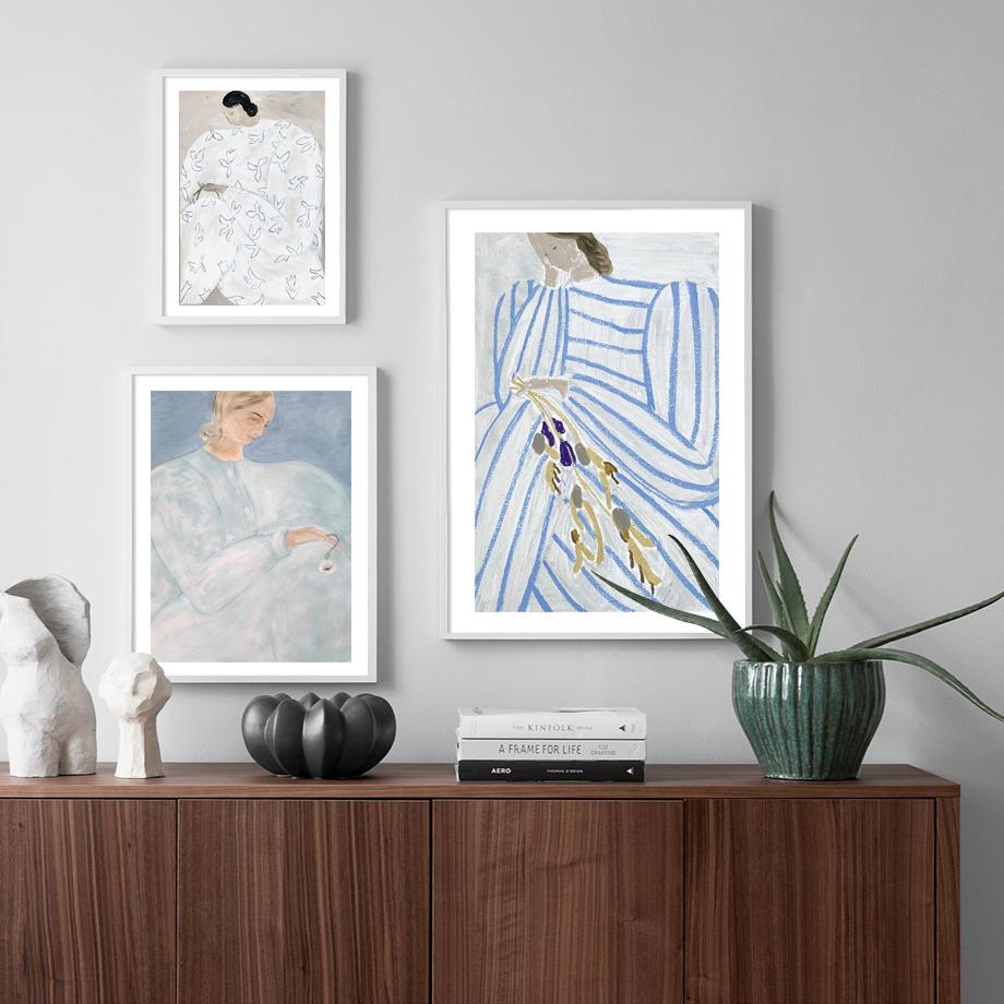 Minimalist Style Abstract Line Curve Think Girl Wall Art Print Canvas, Nordic Poster, Picture for Living Room Decor