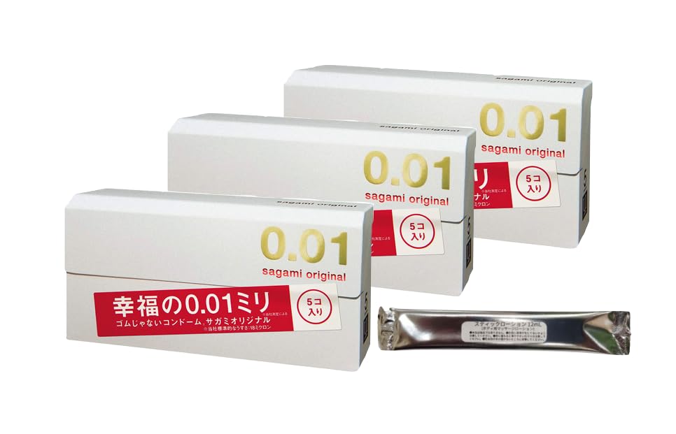 Sagami Original Condom Happiness 5 pieces x 3 with stick lotion 0.01mm