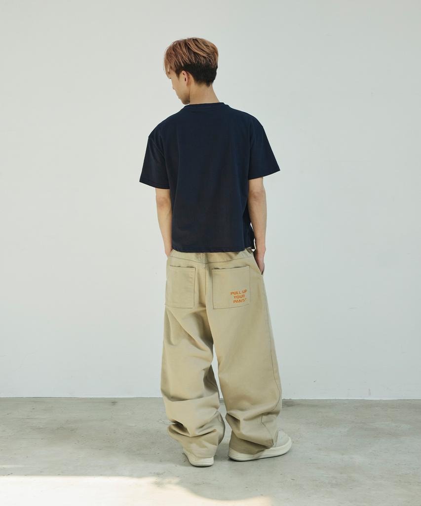SCALLYWAG [Ryu Jung-Ran × Skelly Wung] Pull Up Straight Cotton Pants [Beige]