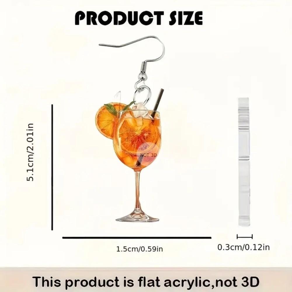 2D Flat Design Orange Juice Earrings Lightweight Material Drop Earrings  Beer Festival