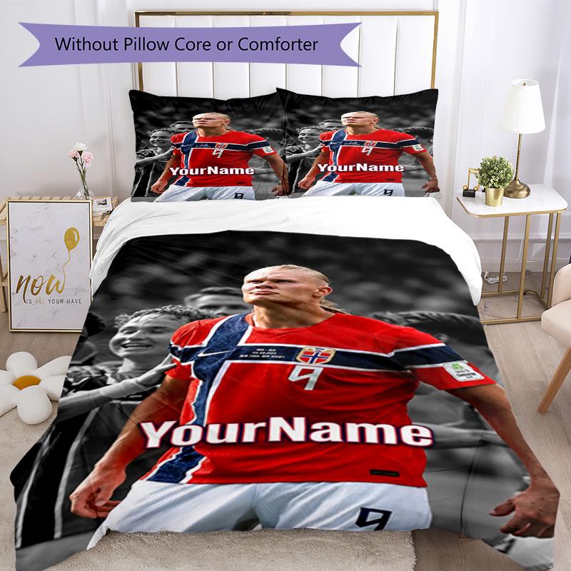 Haaland 199 Customize Your Name Bedding Set Breathable Duvet Cover with Pillowcases Home Decoration Birthday Gift