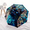 1pc Blue Cat Art Automatic Open/Close Umbrella, Umbrella with Cartoon Design, Portable Compact Umbrella for Men & Women, Good Holiday Gift Y