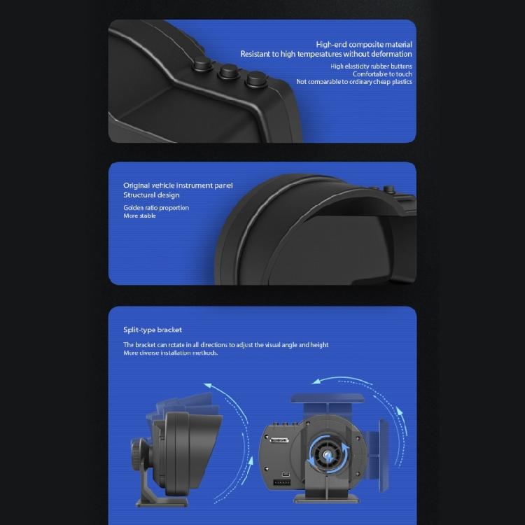 Digital Dashboard Instrument Car Windshield Display Unit Adjustable Mount OBD System Integration Measurement