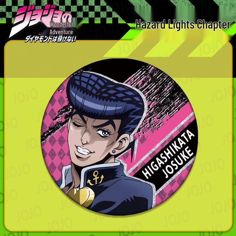 JOJO's Bizarre Adventure Double Flash Badge: HD Print, 75mm/58mm Diameter, Anime Button Pin