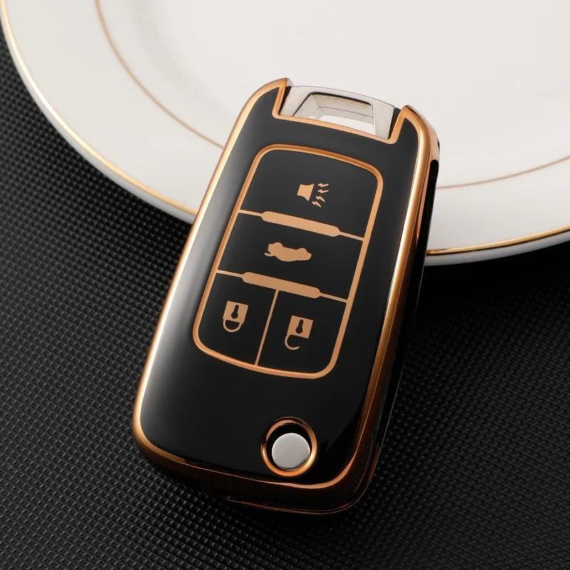 TPU Flip Car Key Fob Case Cover for Chevrolet Cruze Impala Camaro Garna Equinox Volt Yakista AVEO Impala GMC Buick Excelle GL8