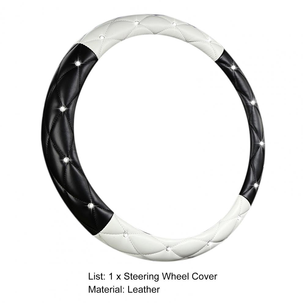 Weiches Leder Bestickt Stereo Mit Diamanten besetzt Auto Lenkradbezug Autozubehör
