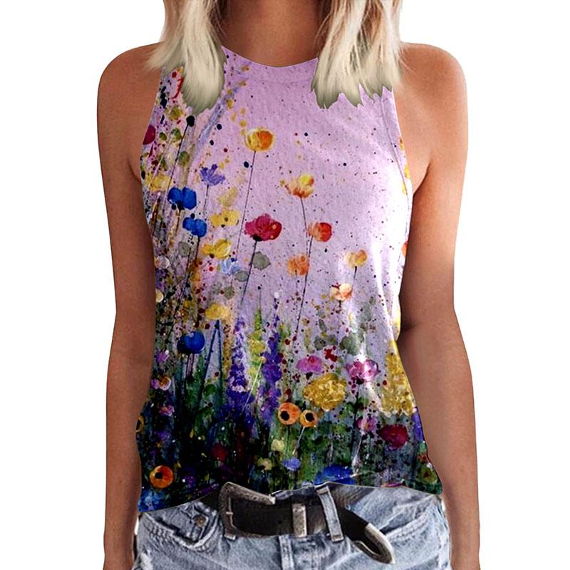 Sunflower dandelion 3D printed vest for women's casual wear