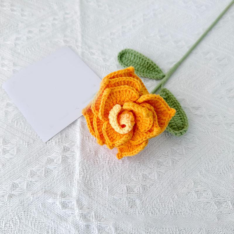 1PC Artificia Rose Bouquet Fake Flower Wedding Decor Woolly Flower Homemade Knitted Hand-Crochet