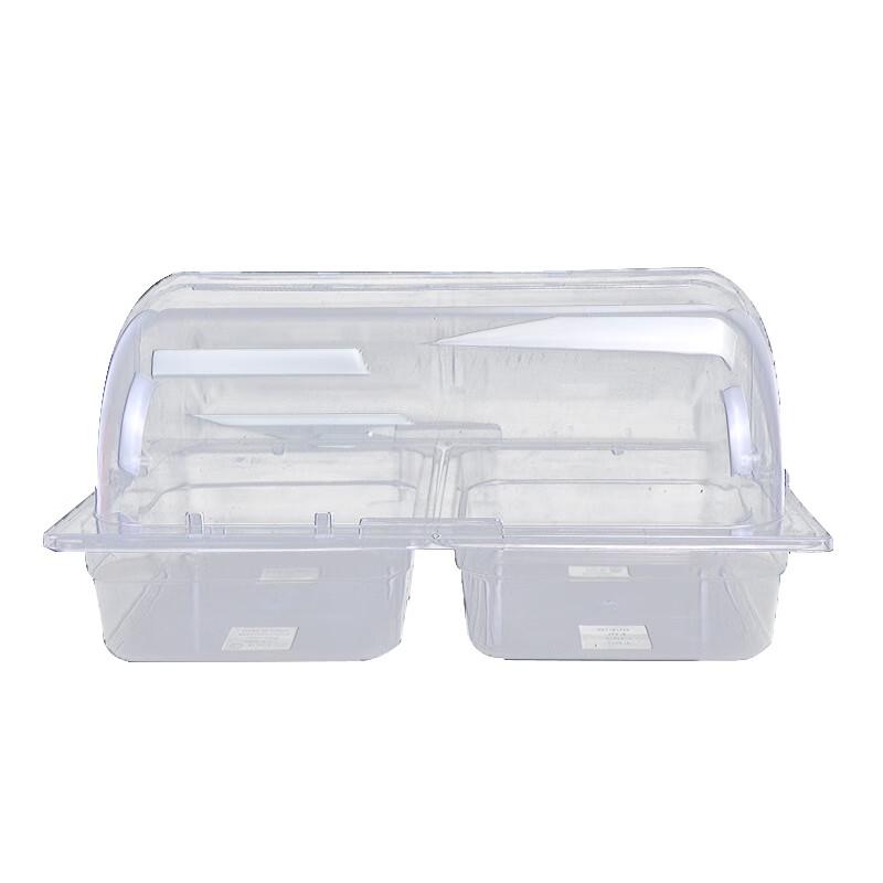 Commercial Rectangular Acrylic Serving Tray with Flat Lid (53x32.5x10cm)