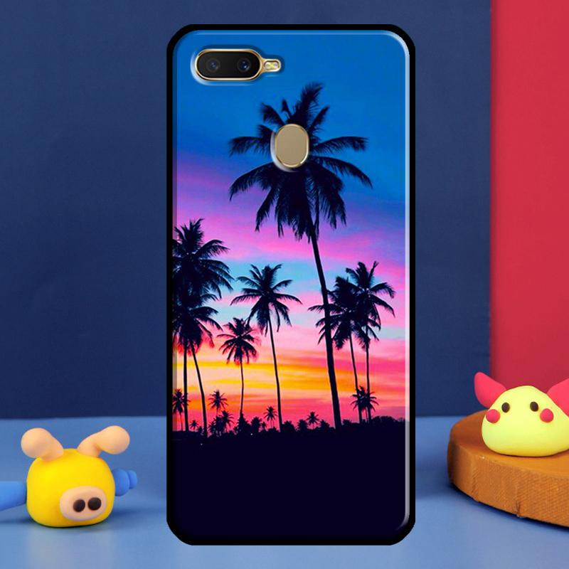 Summer Beach Sunset Palm Tree Case For Oppo A16 A76 A96 A58 A78 A98 A5 A9 A91 A15 A17 A77 A52 A72 A74 A94 A54S A57S Cover