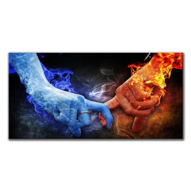 

Абстрактная Ледяной Огонь Рука Любовь Печать на Холсте Современная Гостиная Настенный Декор 20x30cm No Frame