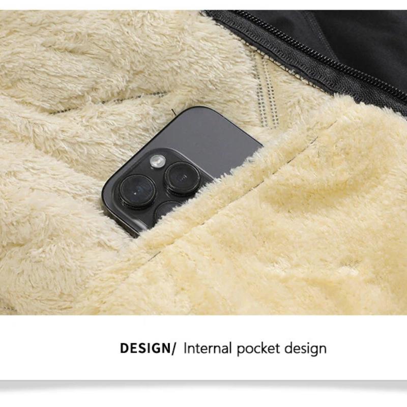 Autumn Spring Stand Collar Fleece Warm Coat Men Solid Loose Casual All-match Jacket Outwear