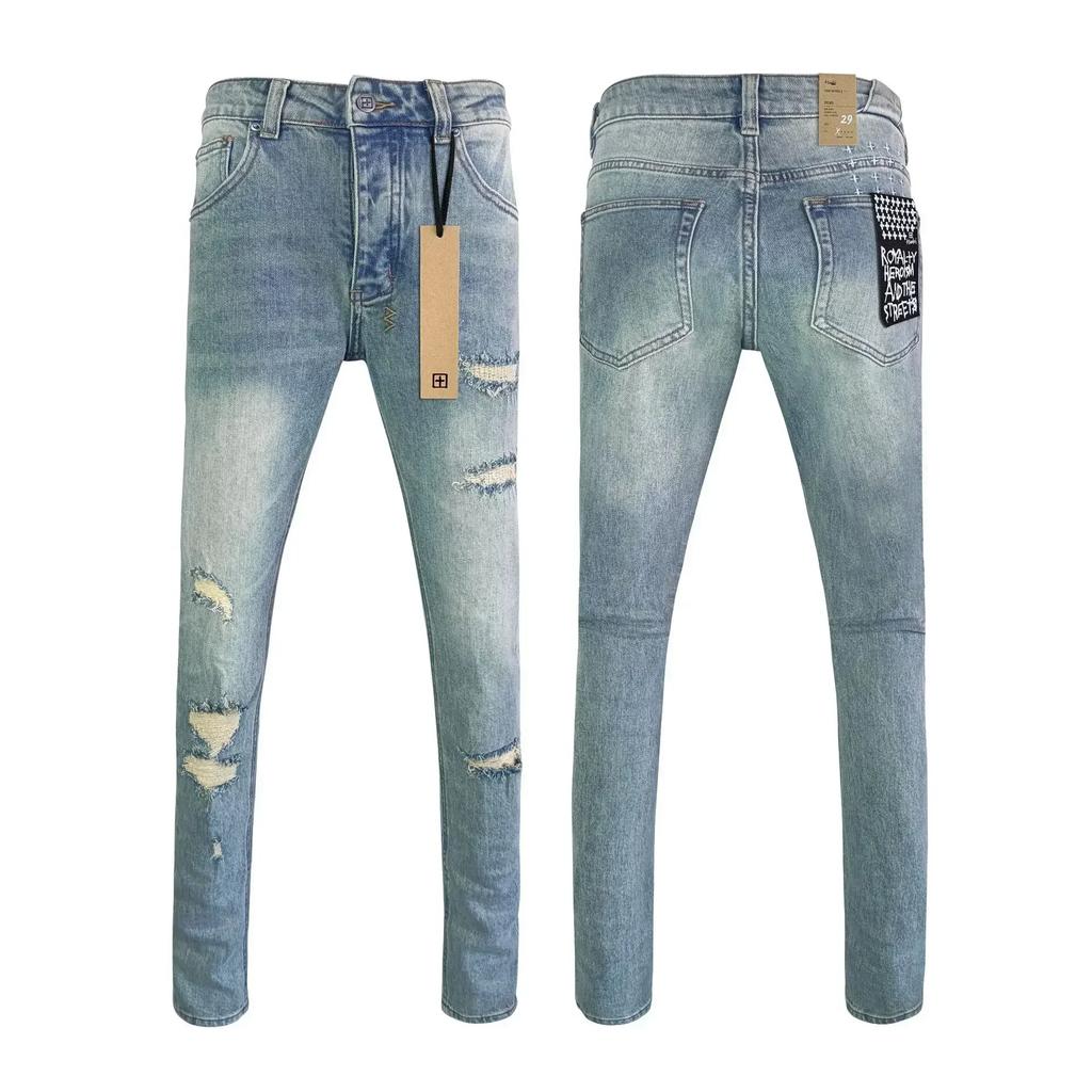STREETRICH Nejvyšší kvalita Džíny Muži Ženy Móda Křížový Trend Retro Trend Malování Nízký Pas Strečové Skinny Roztrhané Ošoupané Kalhoty
