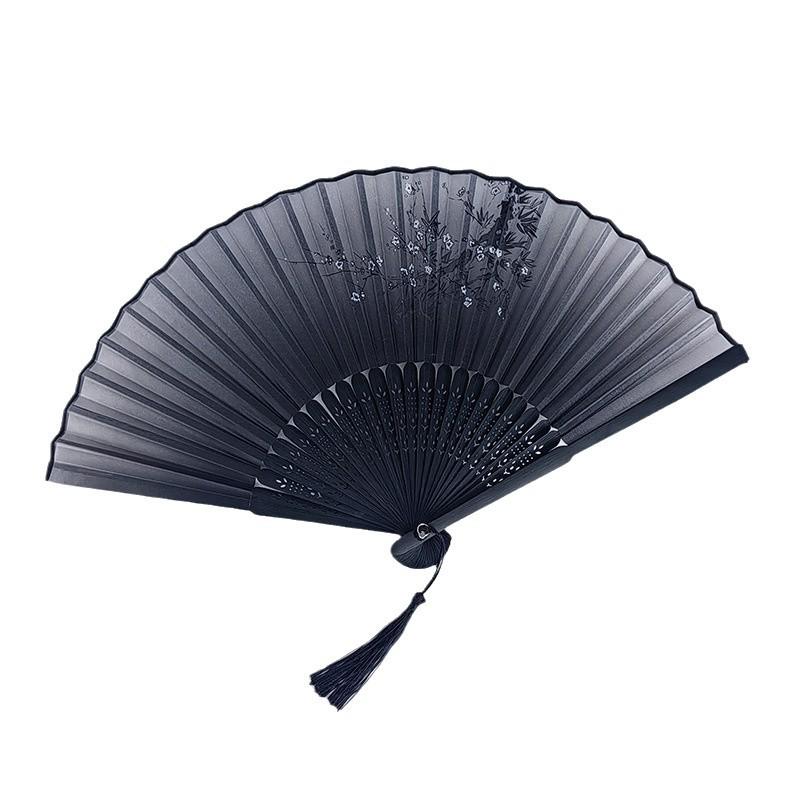 Portable Classic Hanfu Folding Fan with Tassel for Dance - Unisex Summer Style