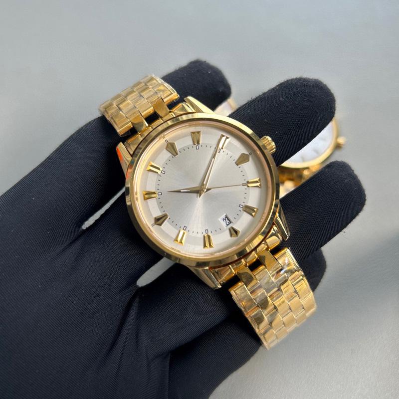 Langjia Retro Couple s Quartz Watches with Sapphire Glass and Interchangeable Steel and Leather Straps 39mm