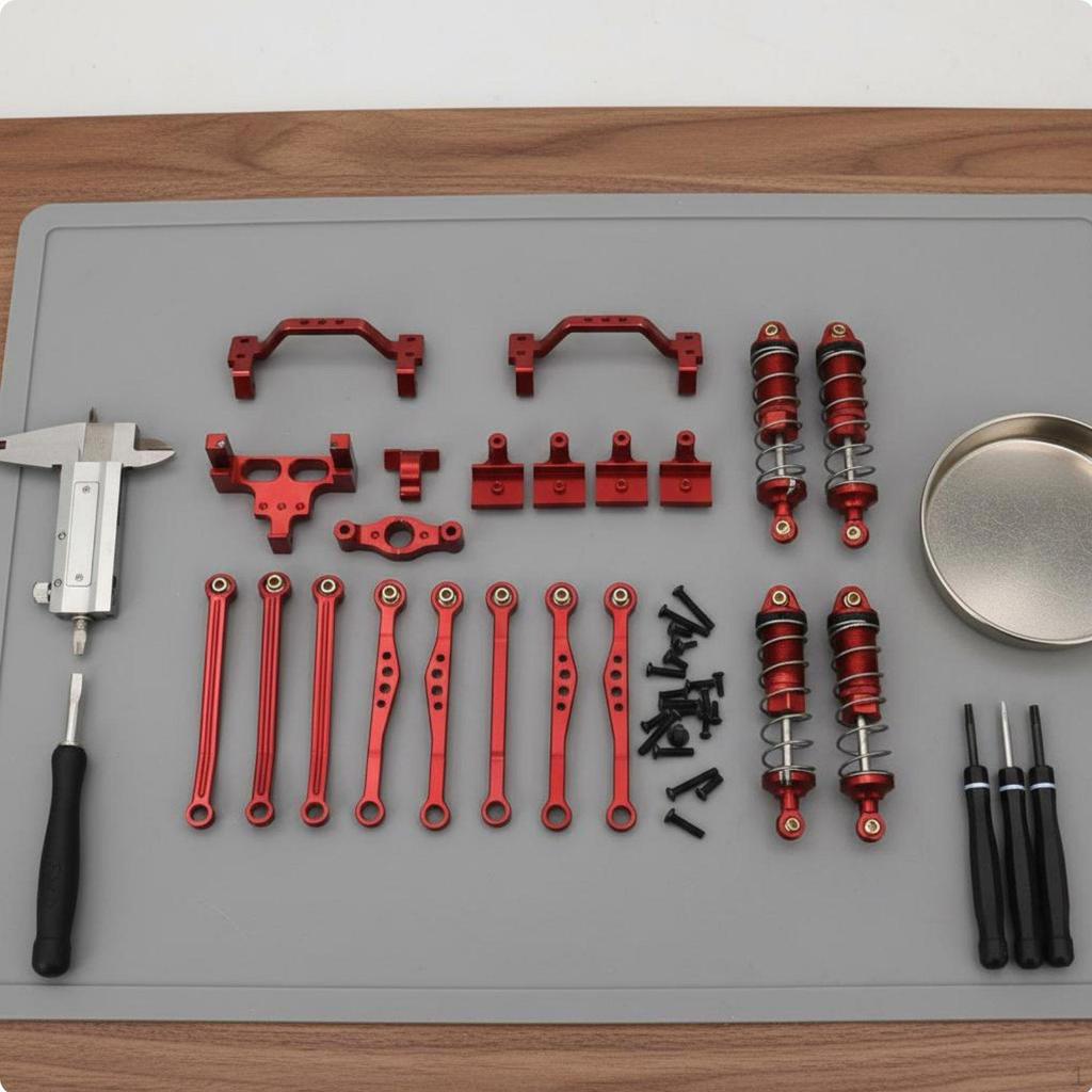 1/16 Scale RC Car Upgrade Steering Link Mount Metal Chassis and Shock Set for Rock