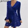 BITCED Autumn/Winter Collection: Sensual V-neck Bodycon Asymmetric Mini Sequin Dress