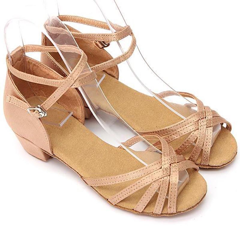 

И женские легкие дышащие танцевальные туфли с сандалиями на среднем каблуке с мягкой подошвой EU28=Foot Length18.5cm коричневый