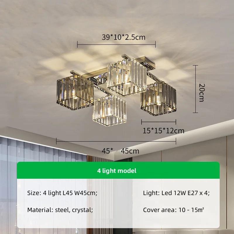 

Modern Living Room Chrome Led Ceiling Lamp Lustre Led Luminarias Lamp Fixtures K9 Crystal Chandelier Lighting Art Decor Lamp warm light 3000K