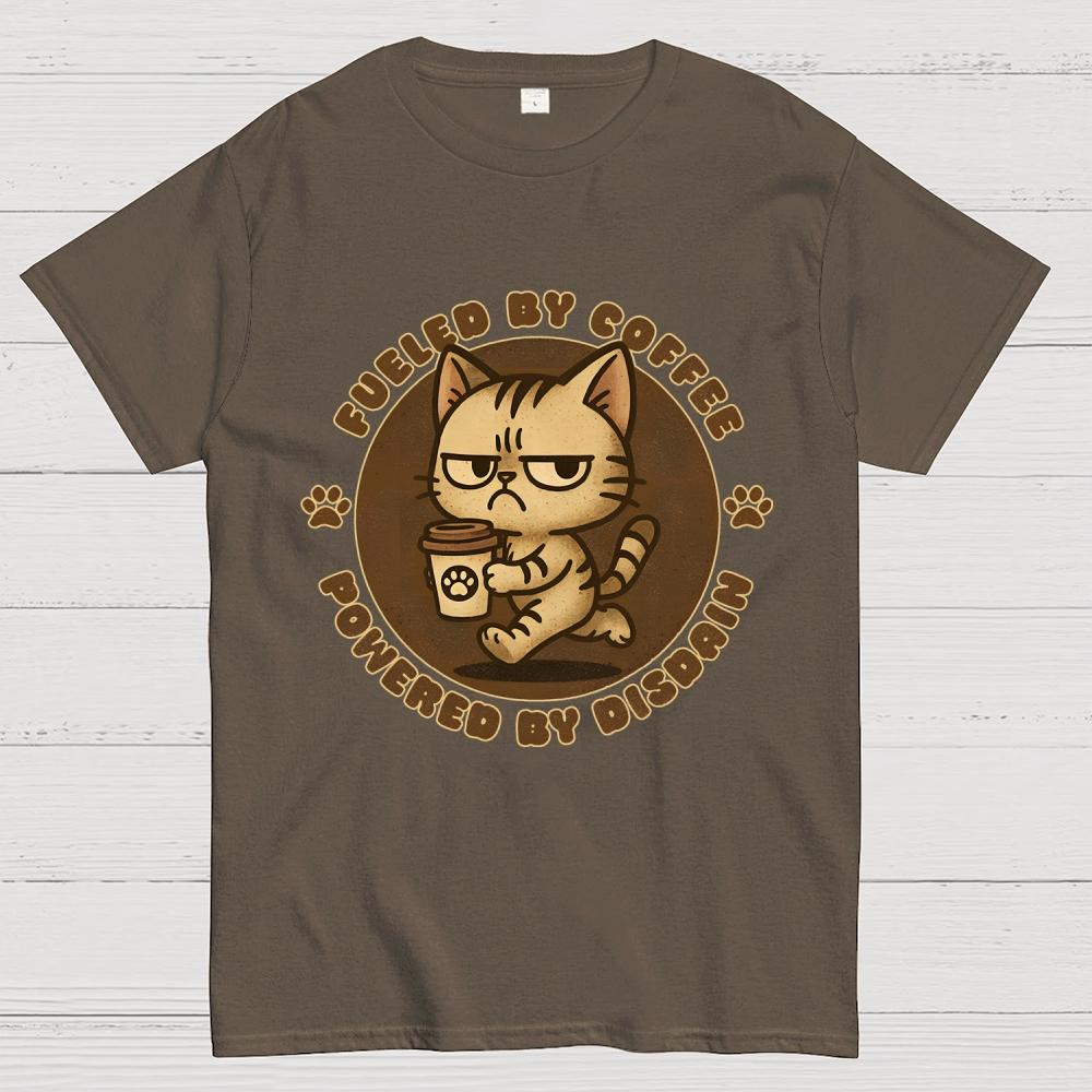 Fueled By Coffee Unisex 100% Cotton Summer Casual Cool Loose T-Shirt