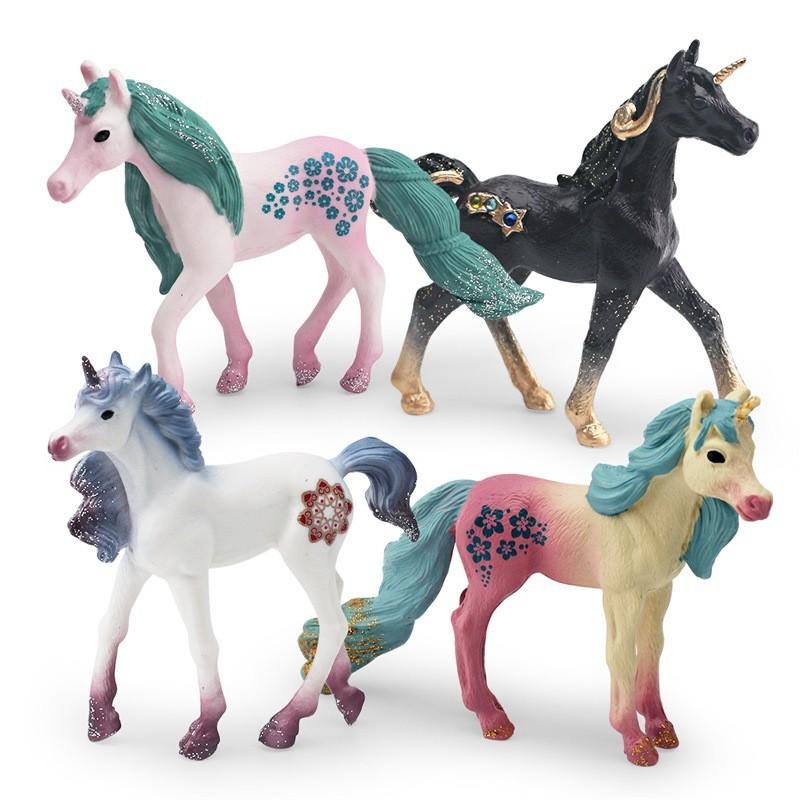 Fantasy Magical Unicorn Figurine Collection With Realistic Details In Colors Vibrant