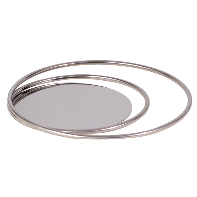 Minimalist Modern Silver Metal Mirror Geometric Tray Ornaments Model Room Interior Soft Decoration Living Room Cloud Ring Decorative Tray