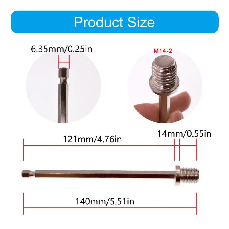 Hexagonal Drill Adapter 140mm Extension Rod M14 Interfaces Quick Installation Tool for Tight Space