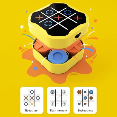 Kids Electric Game Console Toy 3-In-1 XO Puzzle Socket Chess Memory Game Portable Educational Handheld Game Machine Toddlers Boys Girls Gift