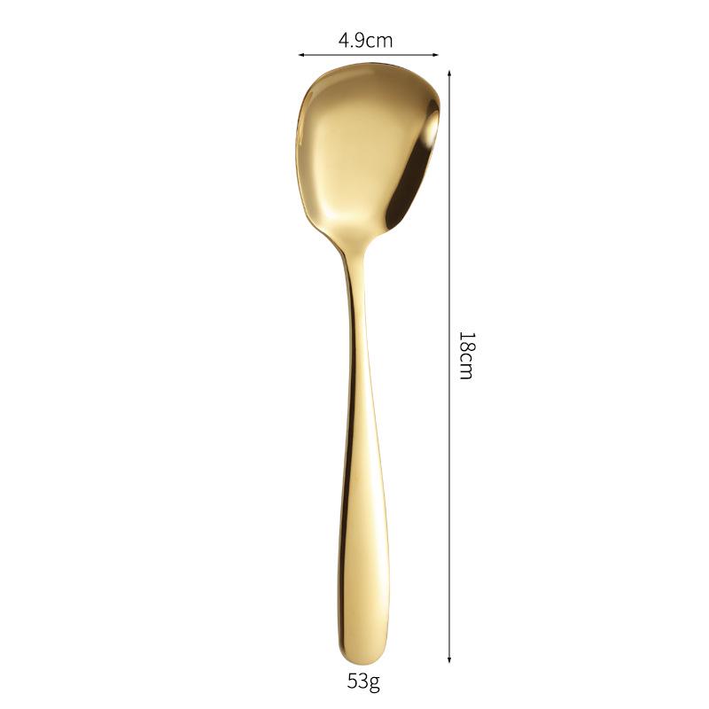 304 Stainless Steel Square Head Flat Bottom Spoon - Ideal for Dining, Dessert, and Watermelon.