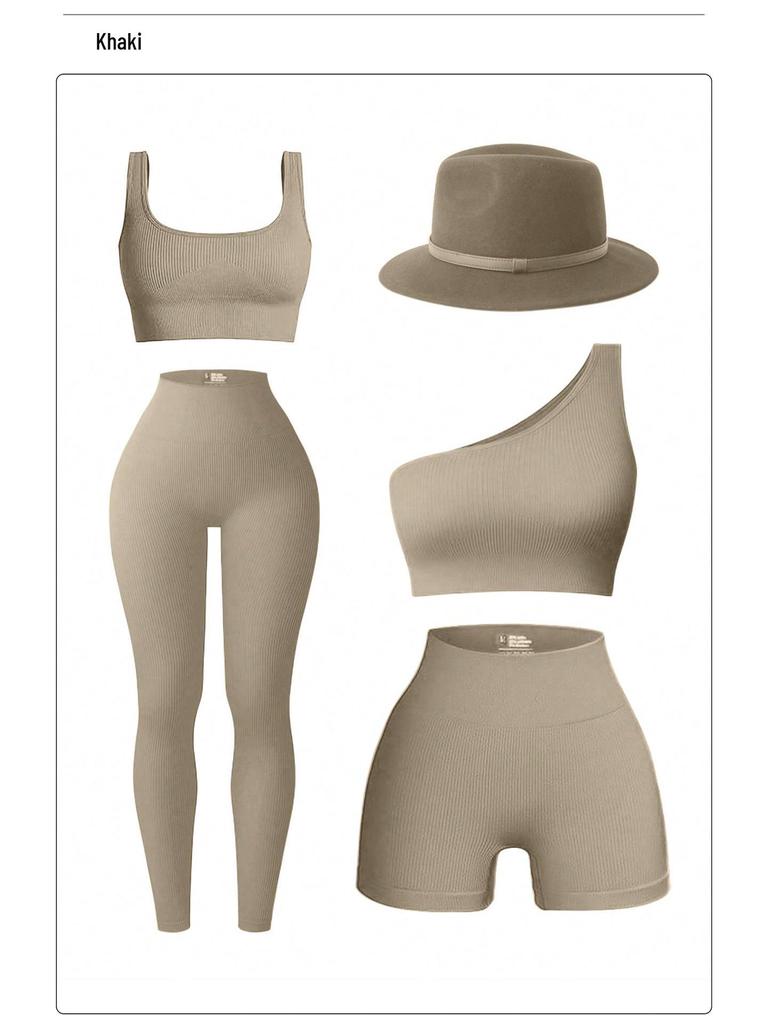 Women's Seamless Yoga Set: High-Elastic Vest and Breathable Sweat-Wicking Gym Tights.