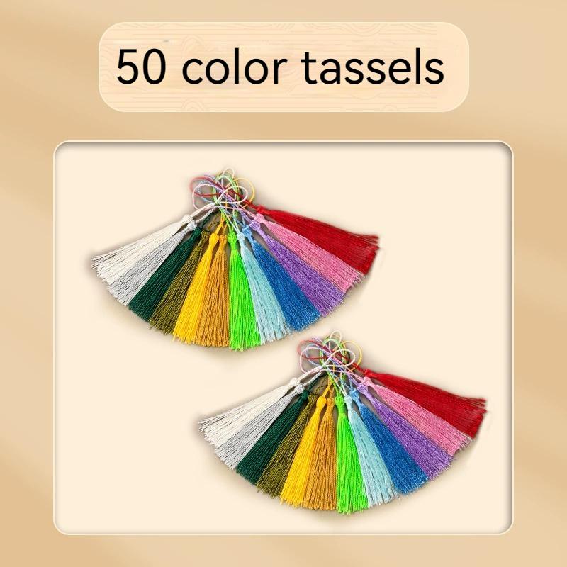 

Set of 50/25 Kraft Paper Bookmark Blank Cardstock Bookmark Kit with 50pcs Colorful Tassel Pendant Ideal for DIY Projects