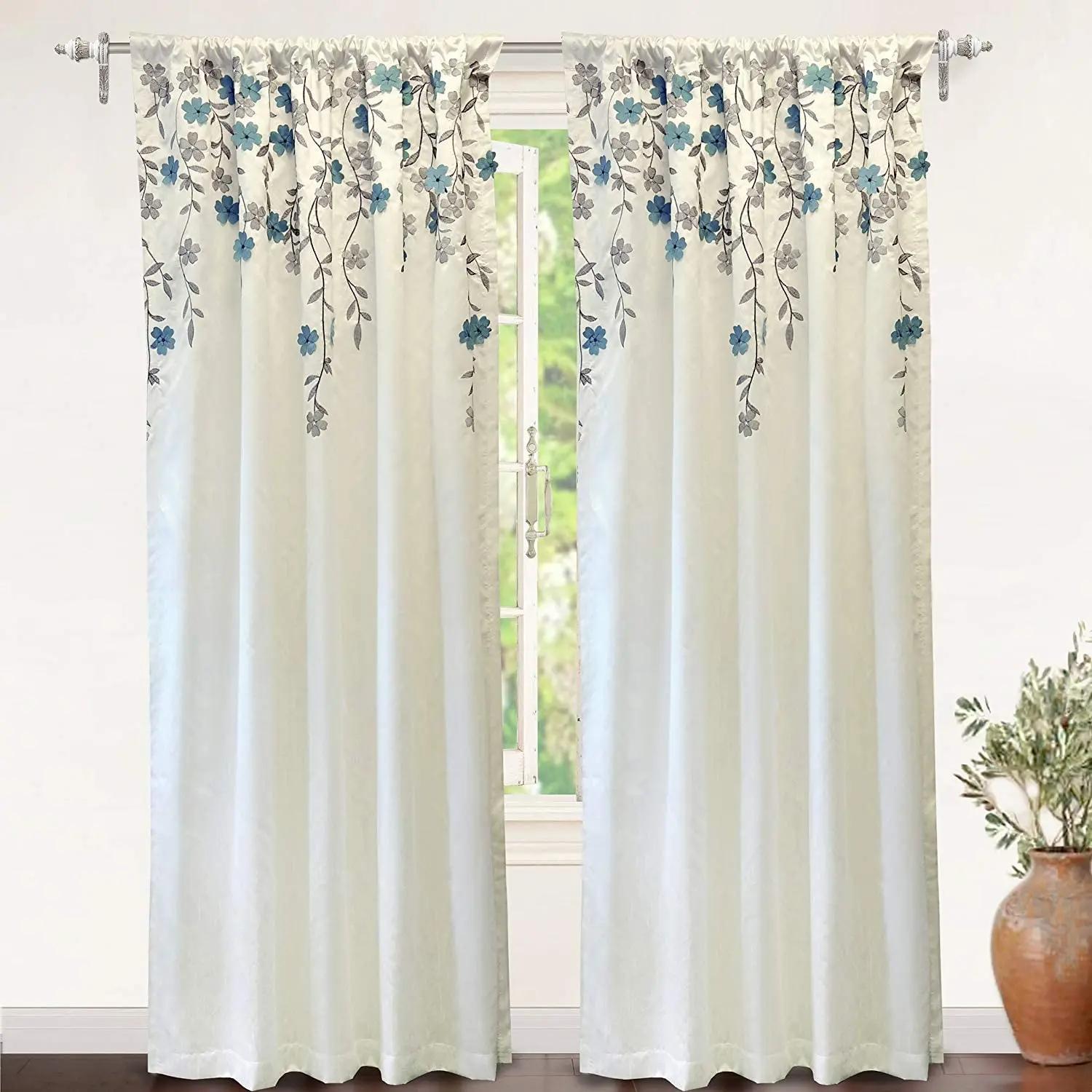 

Цветочные акварельные шторы с высоким затенением для кухни, занавески для гостиной, современные занавески для спальни, оконные шторы, 2 шт. W110 X H240cm X 2&Grommet Top