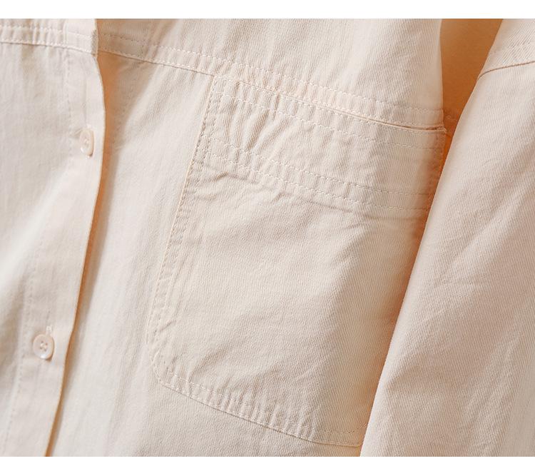 Women's Casual Korean Style Cotton Shirt Jacket - Loose, Slimming, Artistic, Lapel Design for Spring