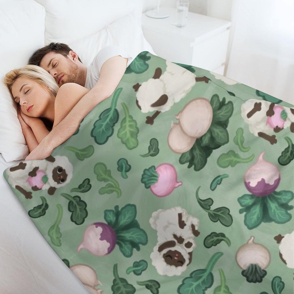 Woollies and Turnips Throw Blanket Sofa Quilt Hairy funny gift Picnic Blankets