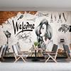 3d Hand-Painted Hair Salon Wall Paper Hair Cut Mural Retro Barber Shop Background Wallpaper 3d Industrial Decor