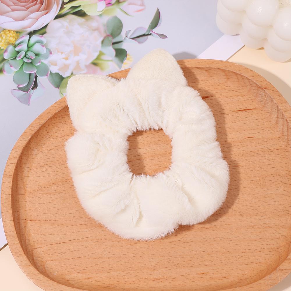 Cat Ear Furry Scrunchies For Girls Women High Elastic Soft Korean Style Hair Tie Ponytail Holder Rubber Band Hair Accessories