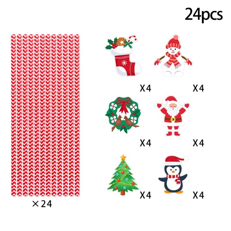 Biodegradable Christmas Paper Straws with and Tree Artwork Holiday Party Drinkware for Kids Adults