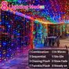 Solar Curtain Light String 3X3M 8 Lighting Modes Solar Garden Fairy Light for Christmas Wedding Patio Party Holiday Decoration