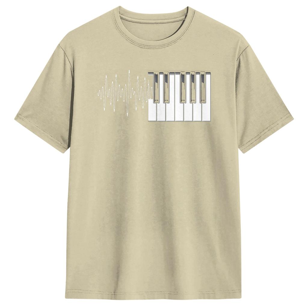 Harajuku TShirt Piano Klavier Heartbeat EKG Pianist Flgel Cotton TShirts Novelty Tshirt for Unisex Beach Aesthetic Design Tees
